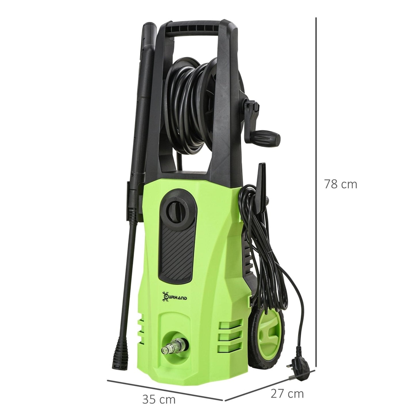 1800W High Pressure Washer, 150 Bar Pressure, 510 L/h Flow, High-Performance Portable Power Washer Jet Wash Cleaner for Garden, Car, Green-2