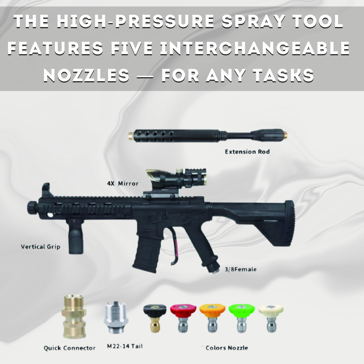 Pressure Washer Gun, Car Cleaning Tool Unique Mechanism, High Pressure Spray Washing Equipment - for Car Wash, Military, Patriotic, Police-Inspired Design, Precision Cleaner-2