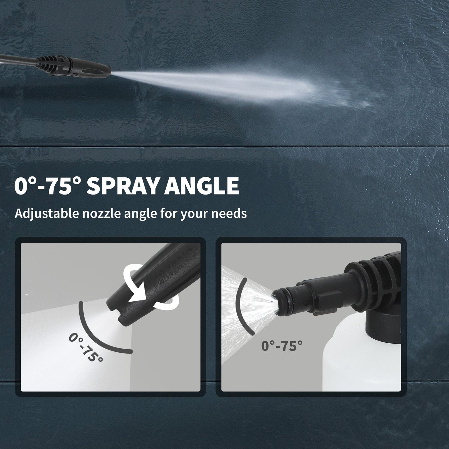 1800W High Pressure Washer with Adjustable Nozzle and Hose Reel - Blue-4