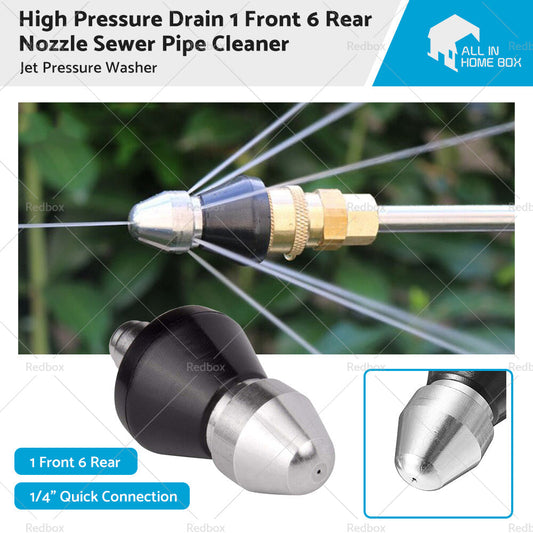 High Pressure Drain 1 Front 6 Rear Nozzle Sewer Pipe Cleaner Jet Pressure Washer-0