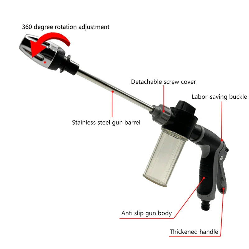 High Pressure Spray Water Gun Multipurpose Car Wash Silver-1